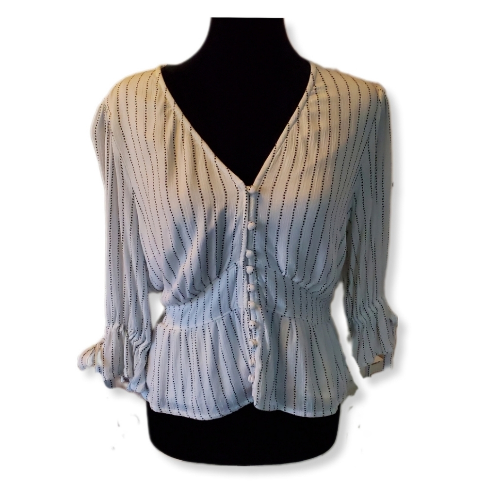 Abercrombie & Fitch Women's V-Neck Front Button Blouse Sz L